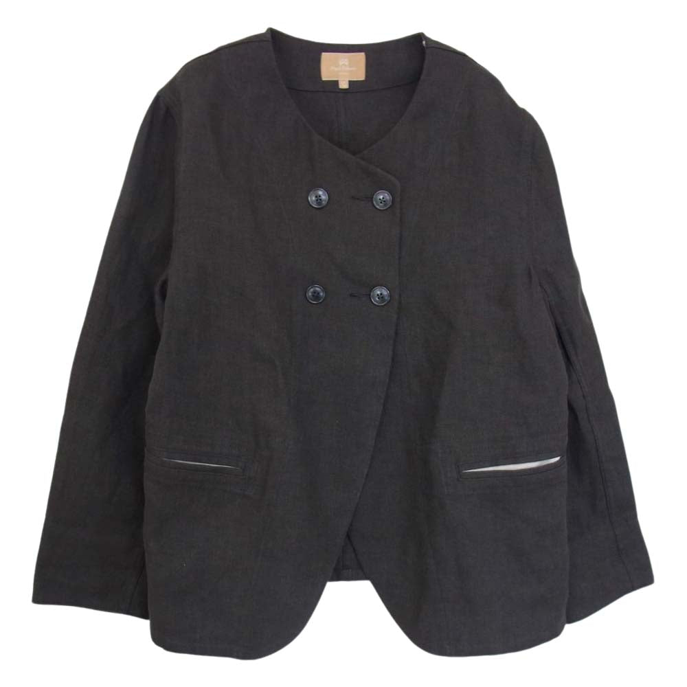 Nigel Cabourn ナイジェルケーボン 8044-08-80501 WOMANリネン ダブル ノーカラー ジャケット チャコール系 10【中古】