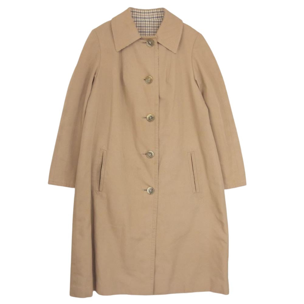 Aquascutum アクアスキュータム 英国製 ヴィンテージ 70~80s リバーシブル チェック ステンカラーコート ベージュ系 サイズ表記無【中古】