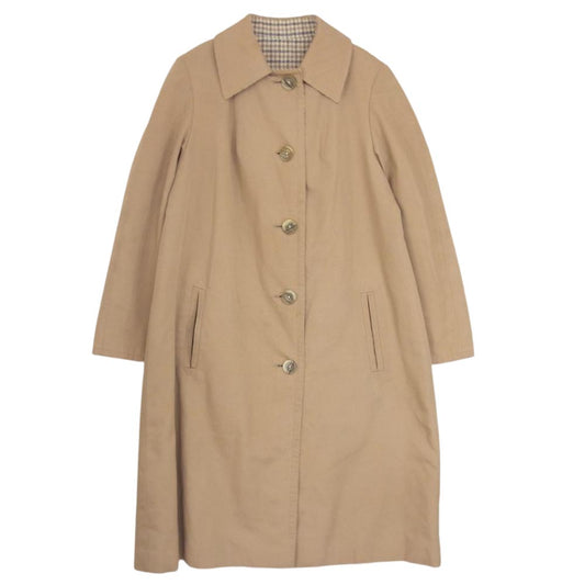 Aquascutum アクアスキュータム 英国製 ヴィンテージ 70~80s リバーシブル チェック ステンカラーコート ベージュ系 サイズ表記無【中古】