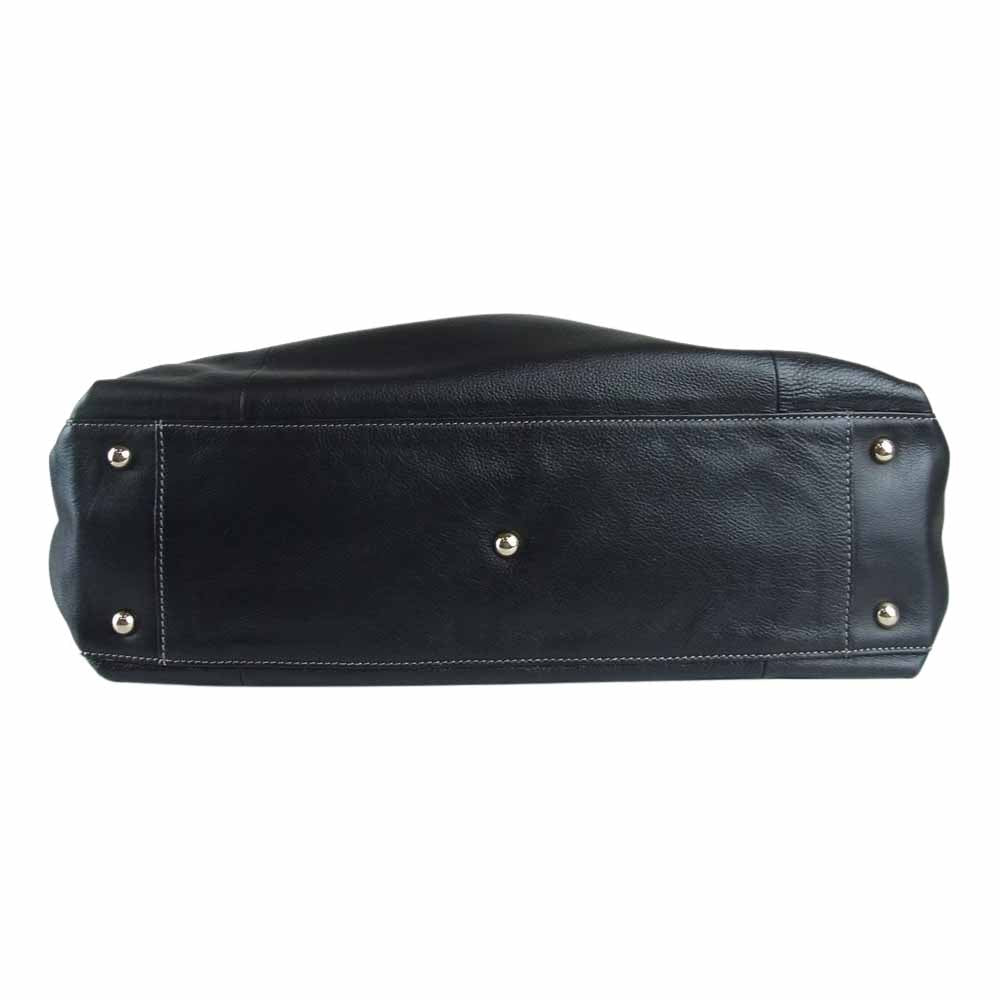 Furla フルラ ELISABETH エリザベス サイドジップ マチ レザー ハンドバッグ ブラック系【中古】