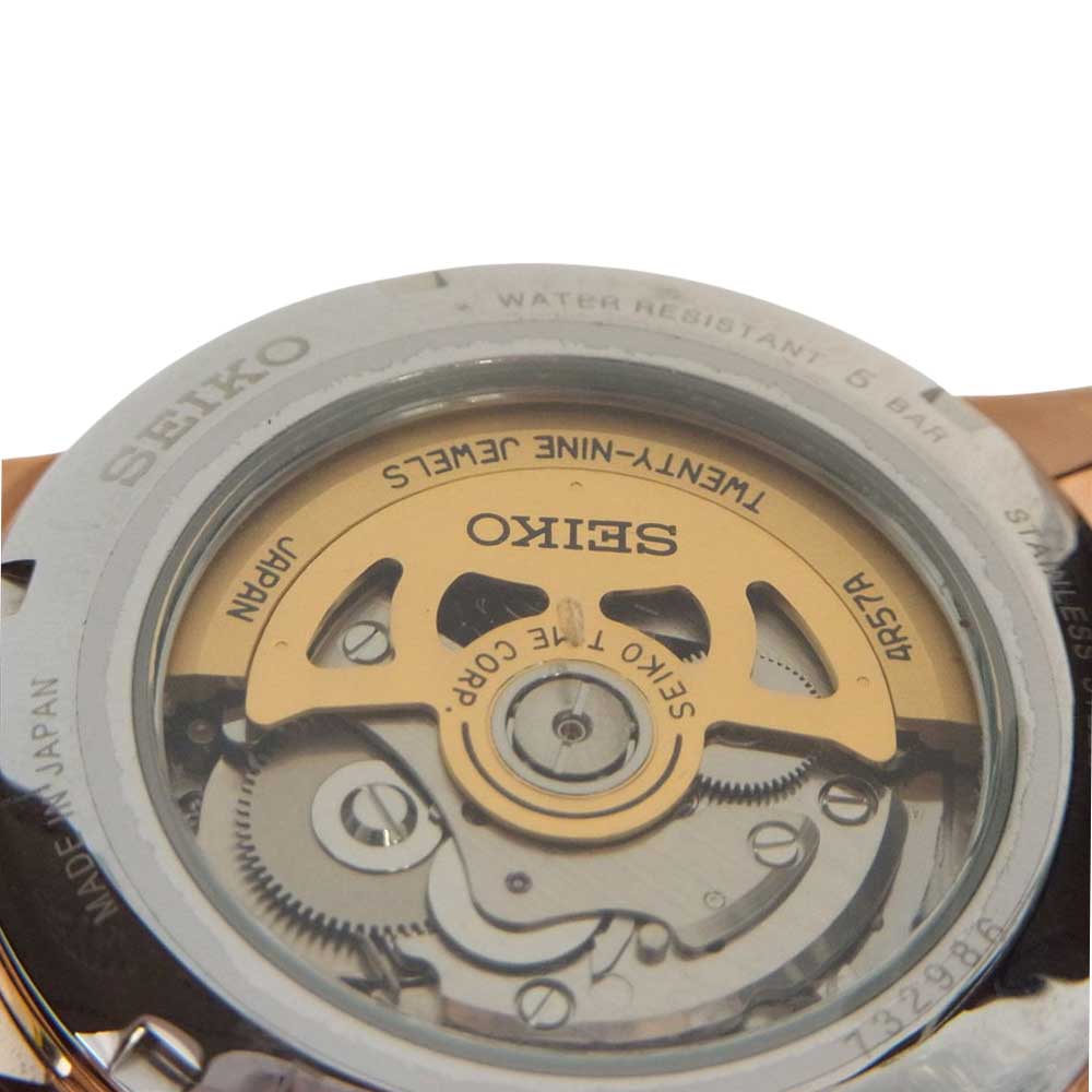 SEIKO セイコー SSA346J1 PRESAGE プレサージュ パワーリザーブ 自動巻 腕時計 ウォッチ ブラウン系 ゴールド系【中古】