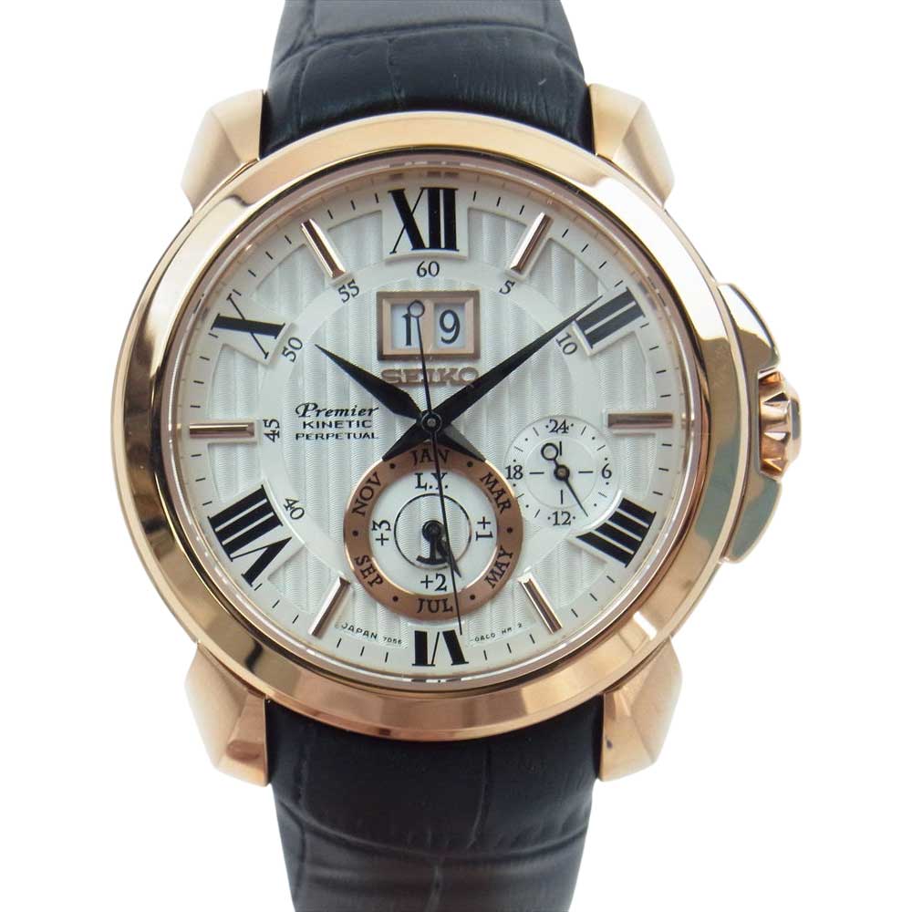 SEIKO セイコー SNP150J1 Premier KINETIC プルミエ キネティック パーペチュアル 自動巻 腕時計 ウォッチ ブラック系 ゴールド系【極上美品】【中古】