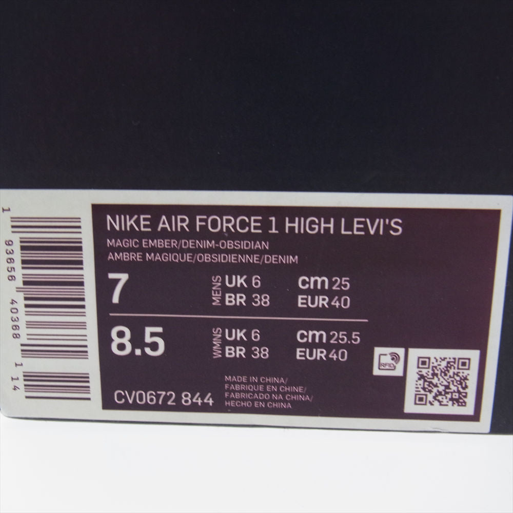 NIKE ナイキ CV0672-844 × LEVI'S リーバイス AIR FORCE 1 AF1 HIGH エアフォース ハイ "EXCLUSIVE DENIM" ピンク系 25cm【新古品】【未使用】【中古】