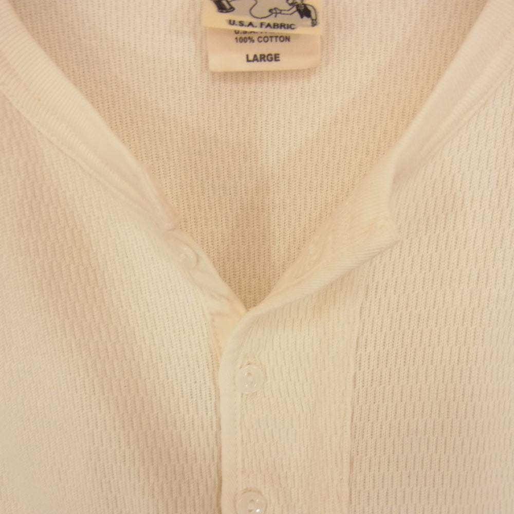 GLADHAND & Co. グラッドハンド サーマル ワッフル ヘンリーネック 長袖 カットソー オフホワイト系 L【中古】