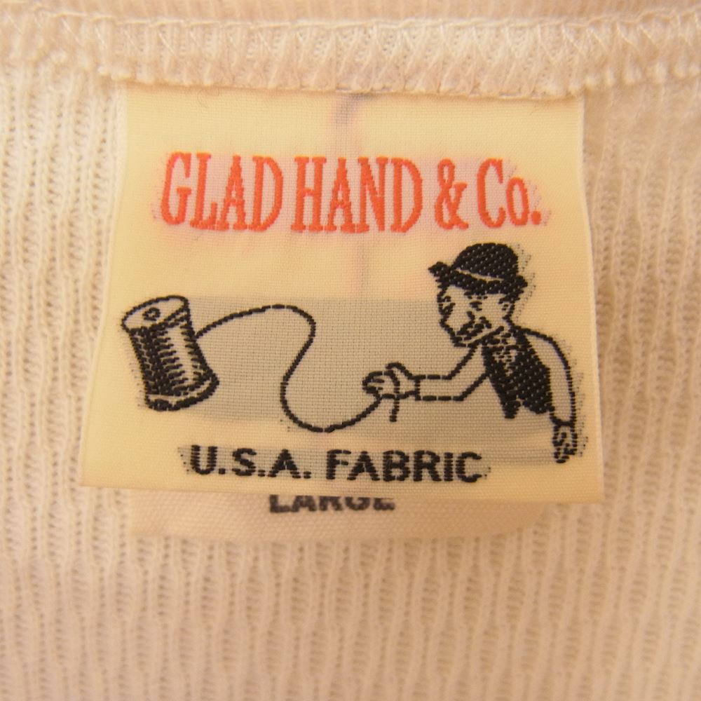 GLADHAND & Co. グラッドハンド サーマル ワッフル ヘンリーネック 長袖 カットソー オフホワイト系 L【中古】