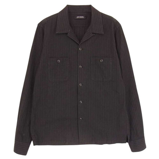RUDE GALLERY ルードギャラリー ストライプ 開襟 オープンカラー 長袖 シャツ ブラック系 2【中古】