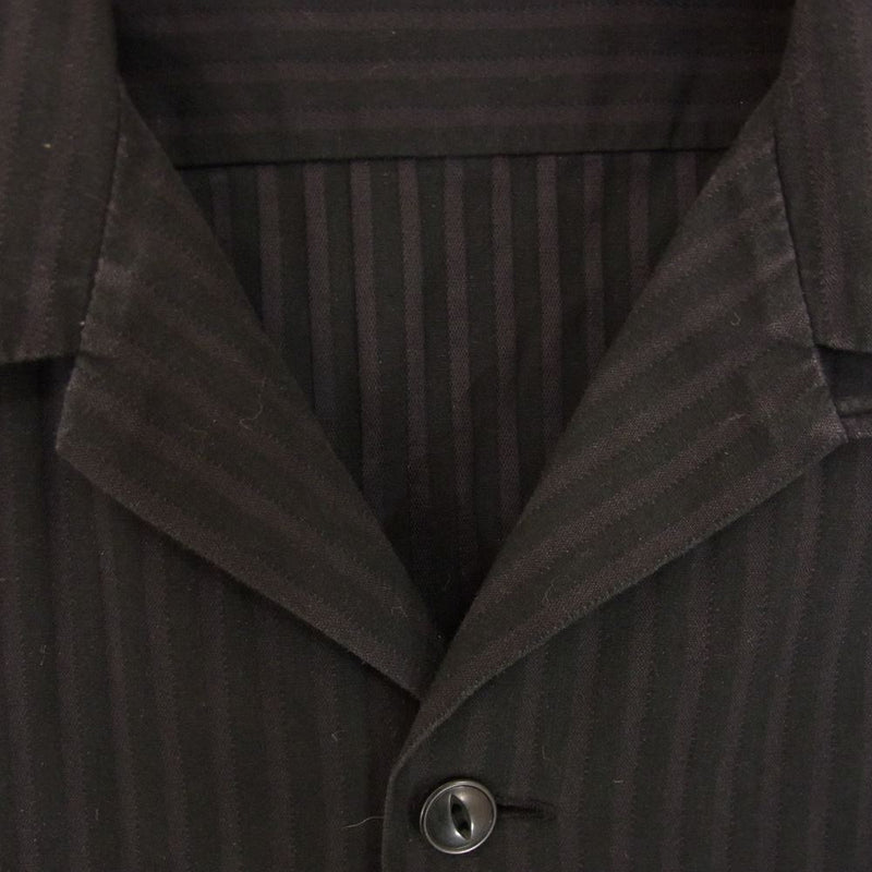 RUDE GALLERY ルードギャラリー ストライプ 開襟 オープンカラー 長袖 シャツ ブラック系 2【中古】