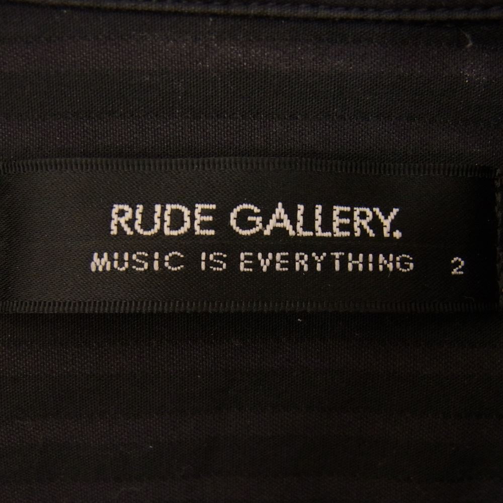 RUDE GALLERY ルードギャラリー ストライプ 開襟 オープンカラー 長袖 シャツ ブラック系 2【中古】