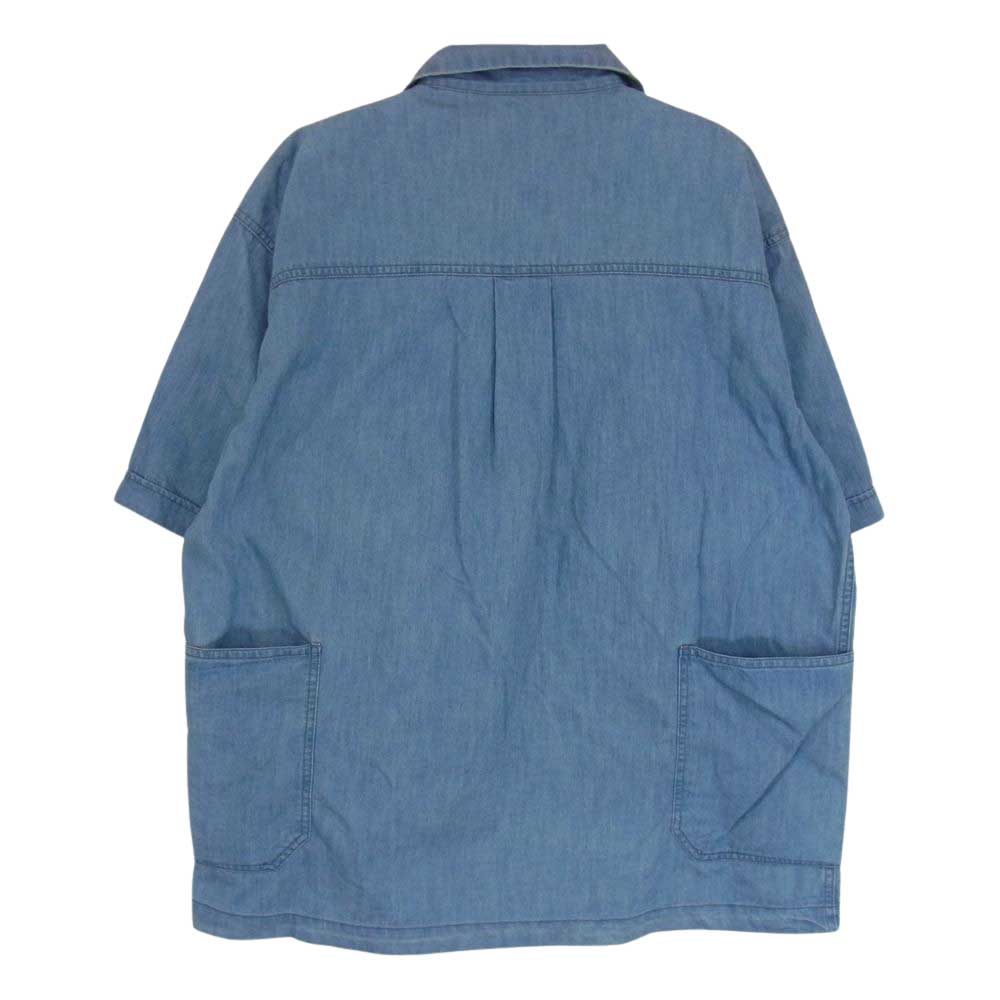 WILDTHINGS ワイルドシングス WT21010SG BIG POCKET SHIRT ビッグ ポケット デニム 半袖 シャツ インディゴブルー系 L【中古】