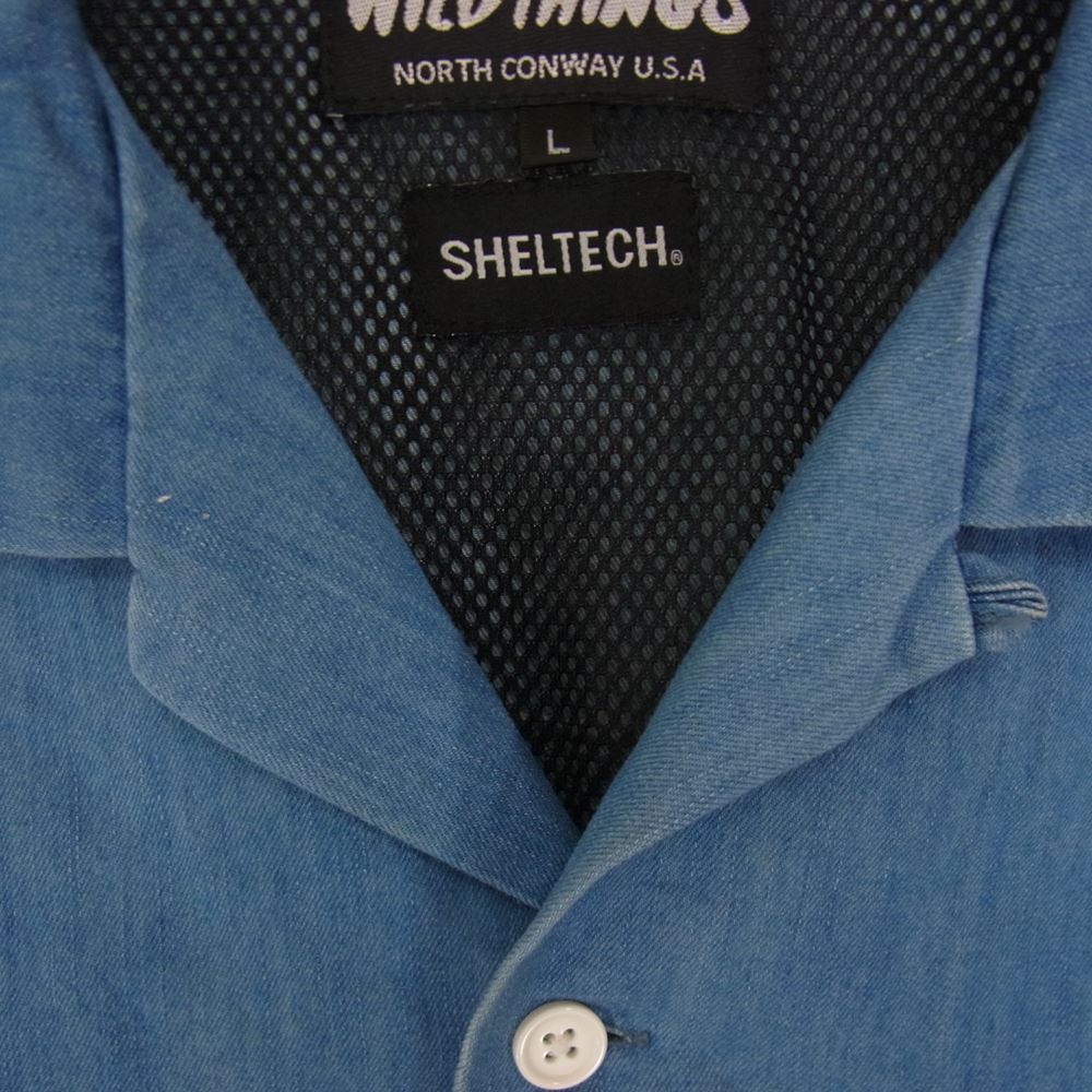 WILDTHINGS ワイルドシングス WT21010SG BIG POCKET SHIRT ビッグ ポケット デニム 半袖 シャツ インディゴブルー系 L【中古】