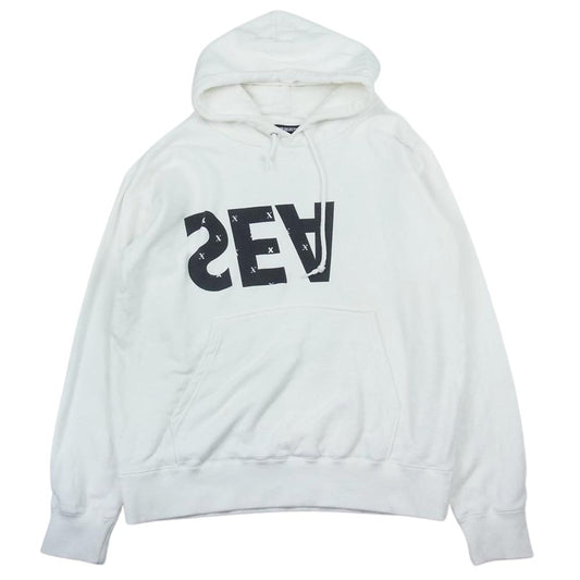 WIND AND SEA ウィンダンシー × GOD SELECTION XXX ゴッドセレクション ロゴ プリント プルオーバ― パーカー ホワイト系 M【中古】