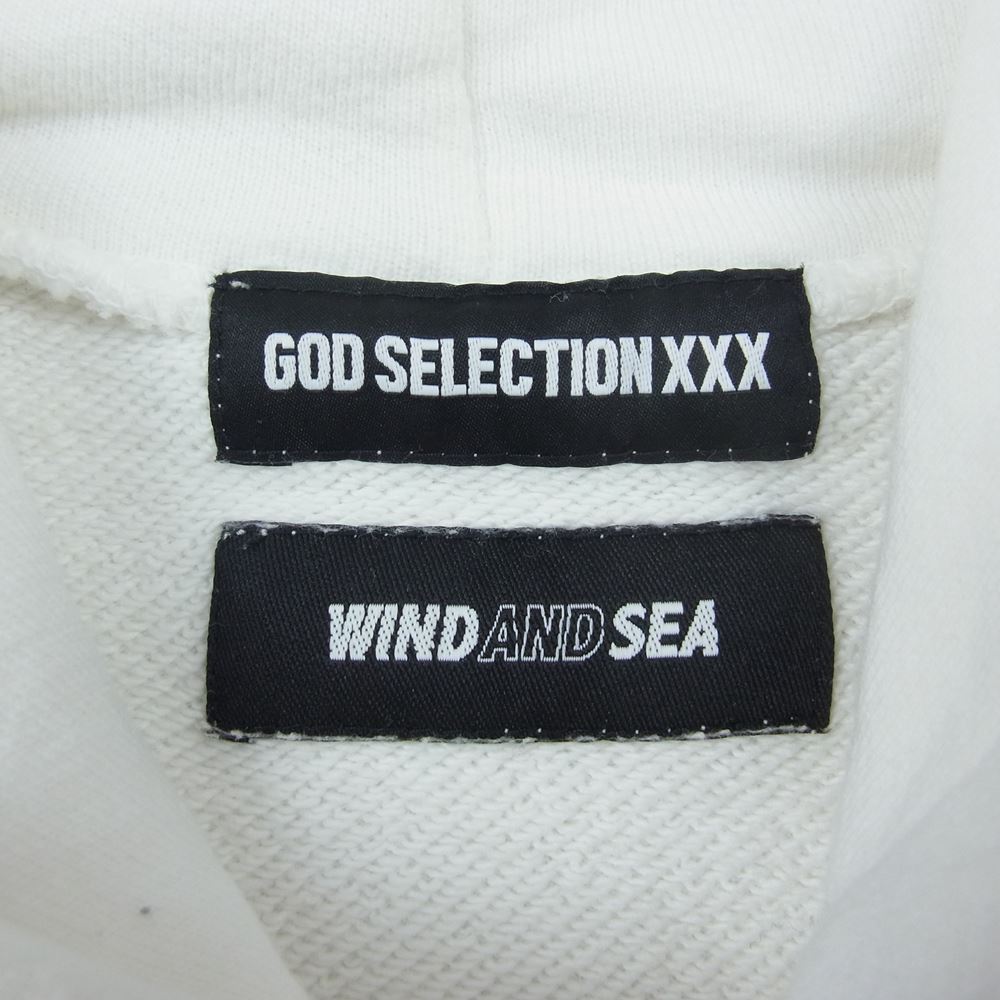 WIND AND SEA ウィンダンシー × GOD SELECTION XXX ゴッドセレクション ロゴ プリント プルオーバ― パーカー ホワイト系 M【中古】