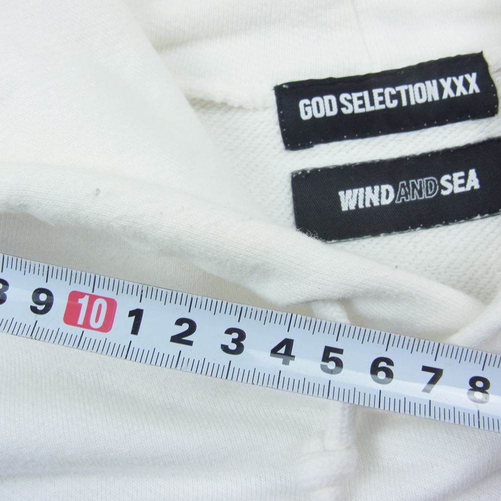 WIND AND SEA ウィンダンシー × GOD SELECTION XXX ゴッドセレクション ロゴ プリント プルオーバ― パーカー ホワイト系 M【中古】
