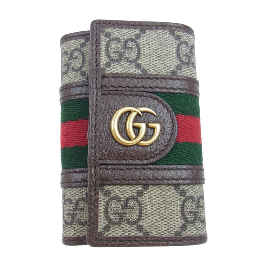 GUCCI グッチ 603732 オフィディア GGスプリーム シェリーライン キャンバス 6連 キーケース ライトブラウン系 ダークブラウン系【美品】【中古】