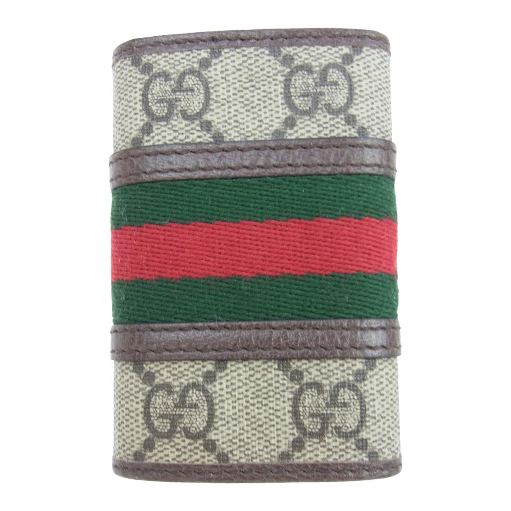 GUCCI グッチ 603732 オフィディア GGスプリーム シェリーライン キャンバス 6連 キーケース ライトブラウン系 ダークブラウン系【美品】【中古】