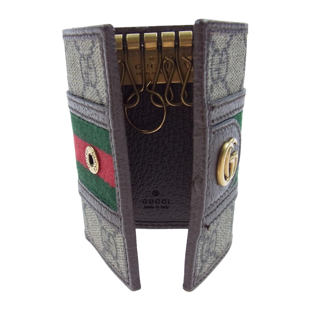 GUCCI グッチ 603732 オフィディア GGスプリーム シェリーライン キャンバス 6連 キーケース ライトブラウン系 ダークブラウン系【美品】【中古】