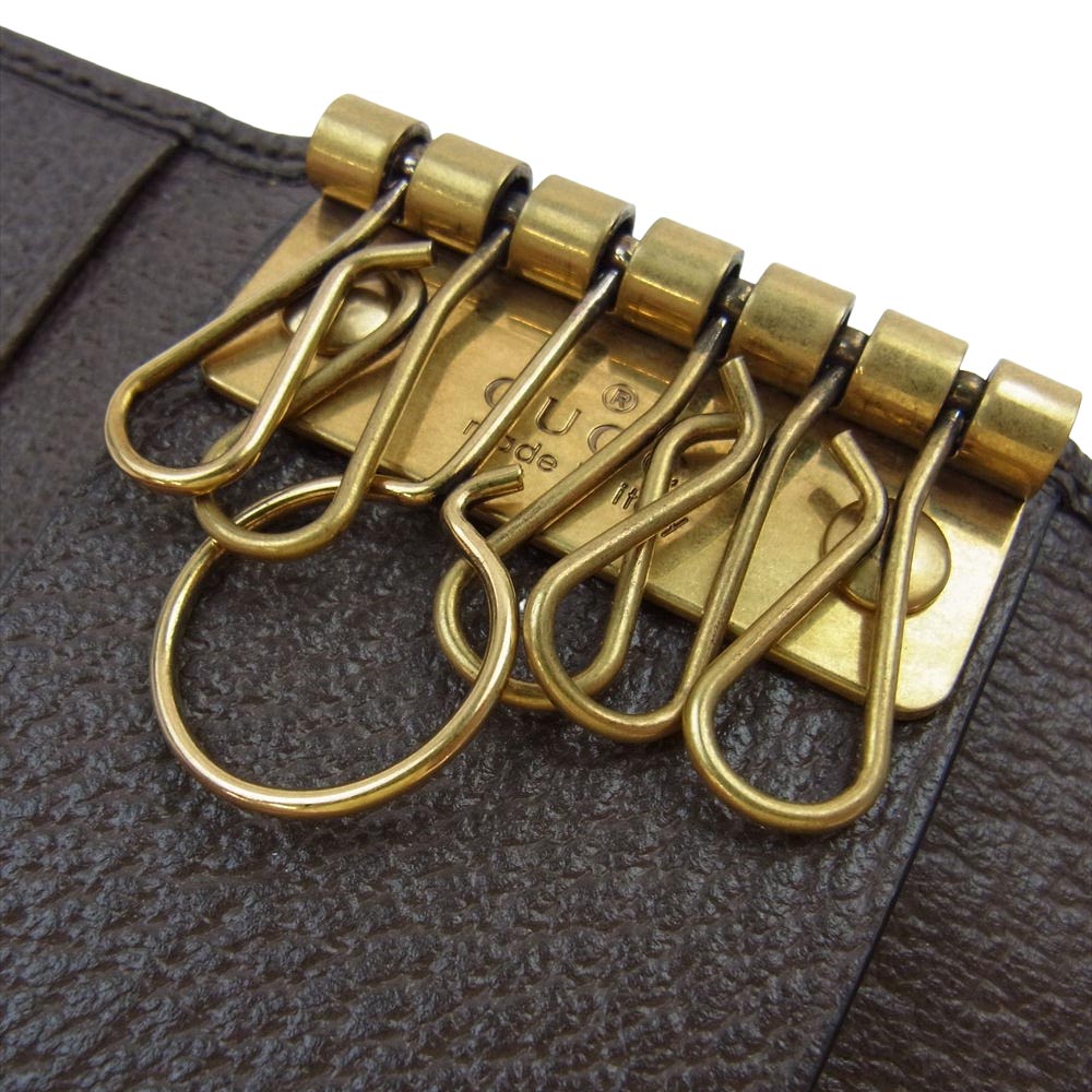 GUCCI グッチ 603732 オフィディア GGスプリーム シェリーライン キャンバス 6連 キーケース ライトブラウン系 ダークブラウン系【美品】【中古】