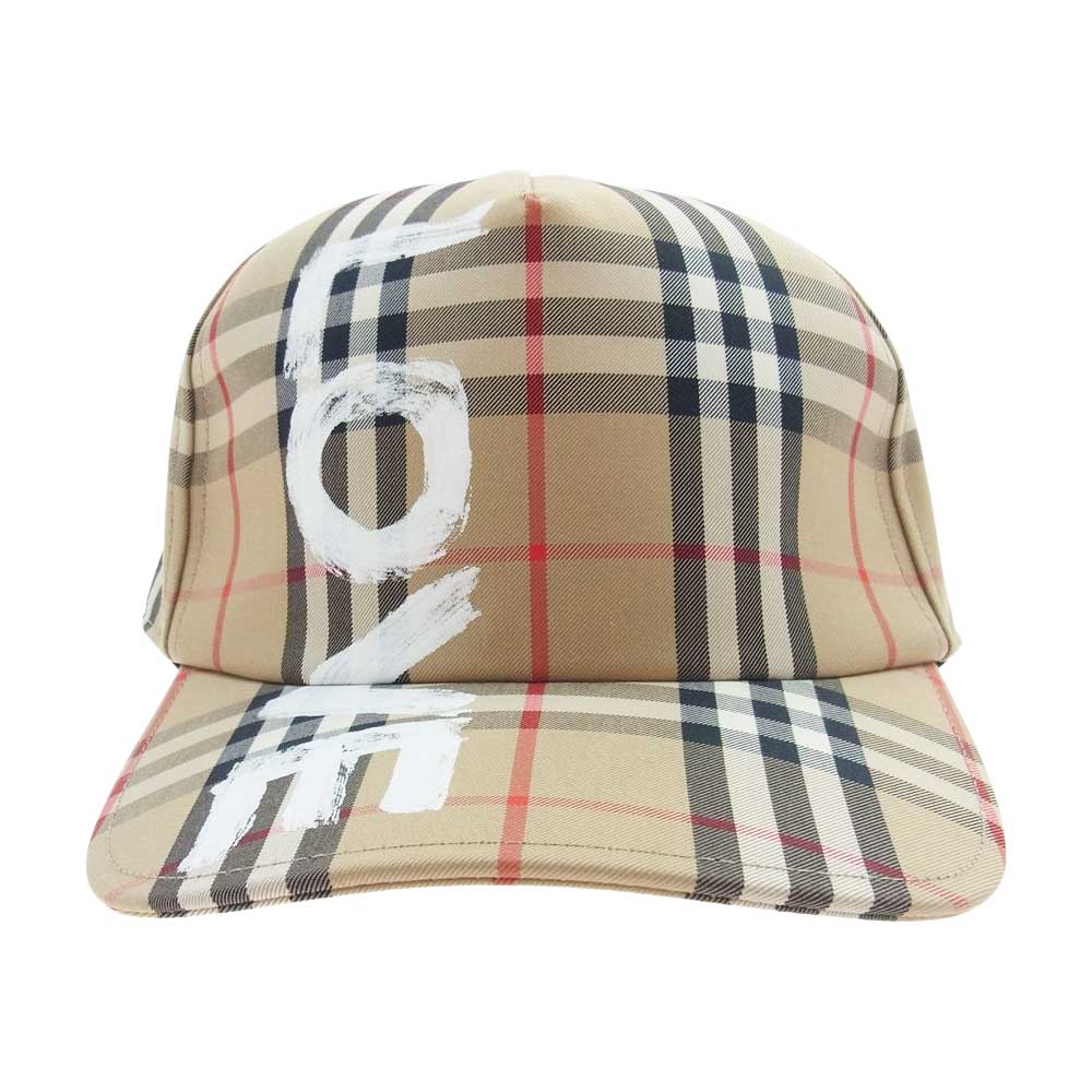 BURBERRY バーバリー 8037789 LOVE ラブ プリント チェック キャップ ブラウン系 M【新古品】【未使用】【中古】