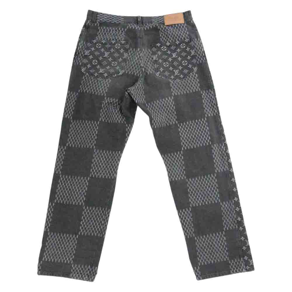 LOUIS VUITTON ルイ・ヴィトン × NIGO Giant Damier Waves MNGM Pants ジャイアント ダミエ ウェーブス モノグラム デニム パンツ  グレー系 33【中古】
