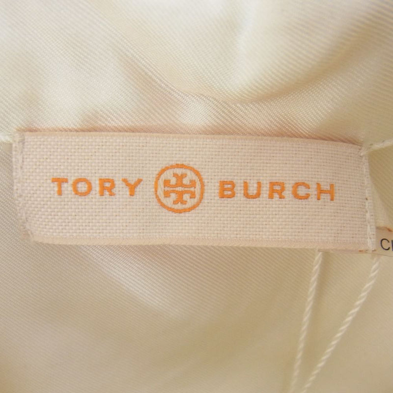 Tory Burch トリーバーチ フラワー プリント シルク ワンピース オフホワイト系 6【極上美品】【中古】