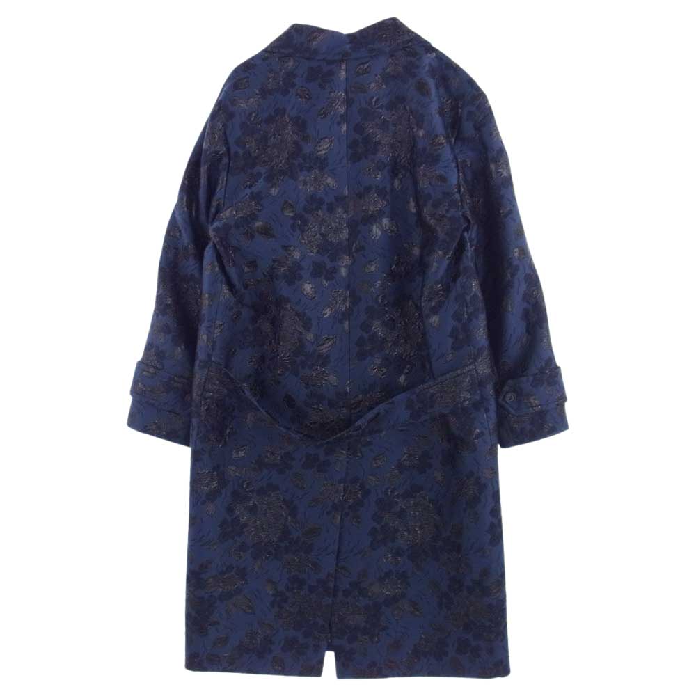 PRADA プラダ P686II  Cloquet Bouquet Coat フラワー プリント ロング コート  ネイビー系 ブラック系 42【美品】【中古】