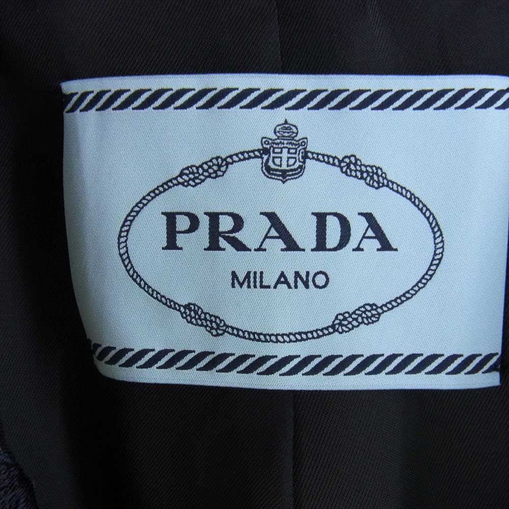 PRADA プラダ P686II  Cloquet Bouquet Coat フラワー プリント ロング コート  ネイビー系 ブラック系 42【美品】【中古】