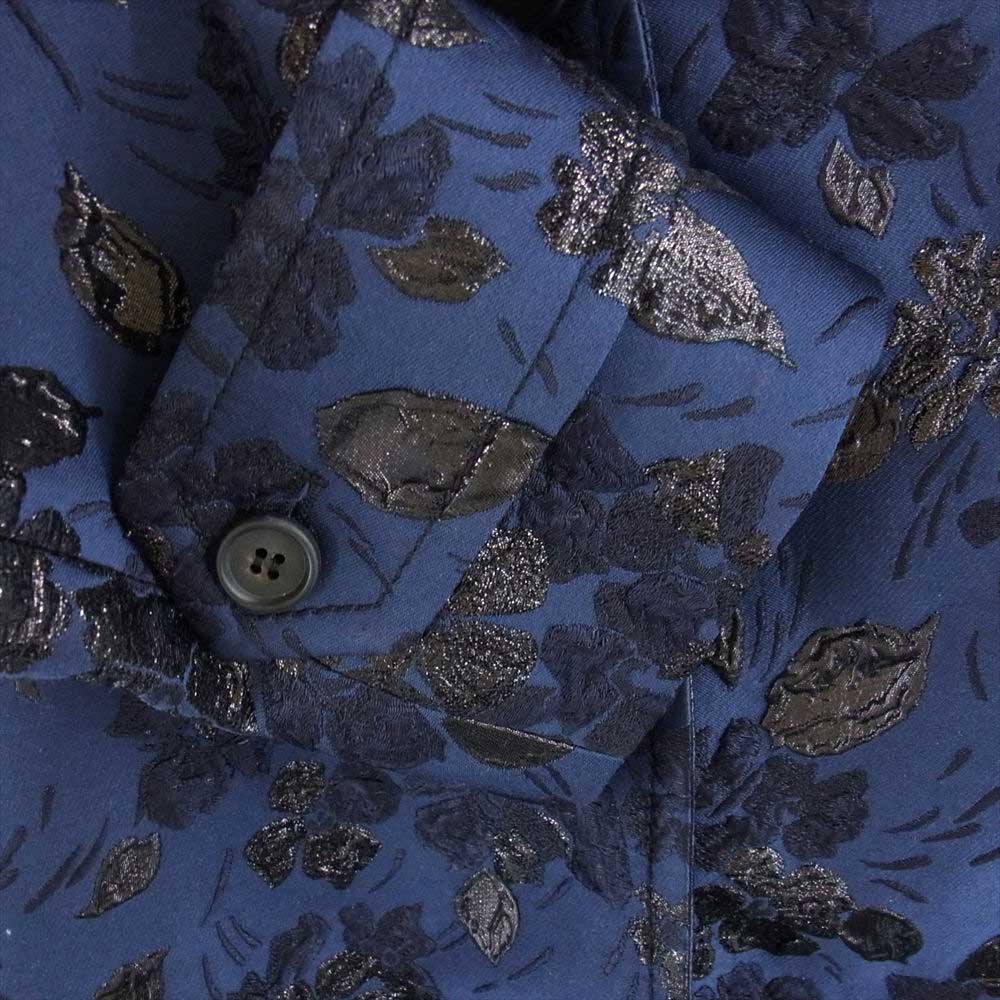 PRADA プラダ P686II  Cloquet Bouquet Coat フラワー プリント ロング コート  ネイビー系 ブラック系 42【美品】【中古】