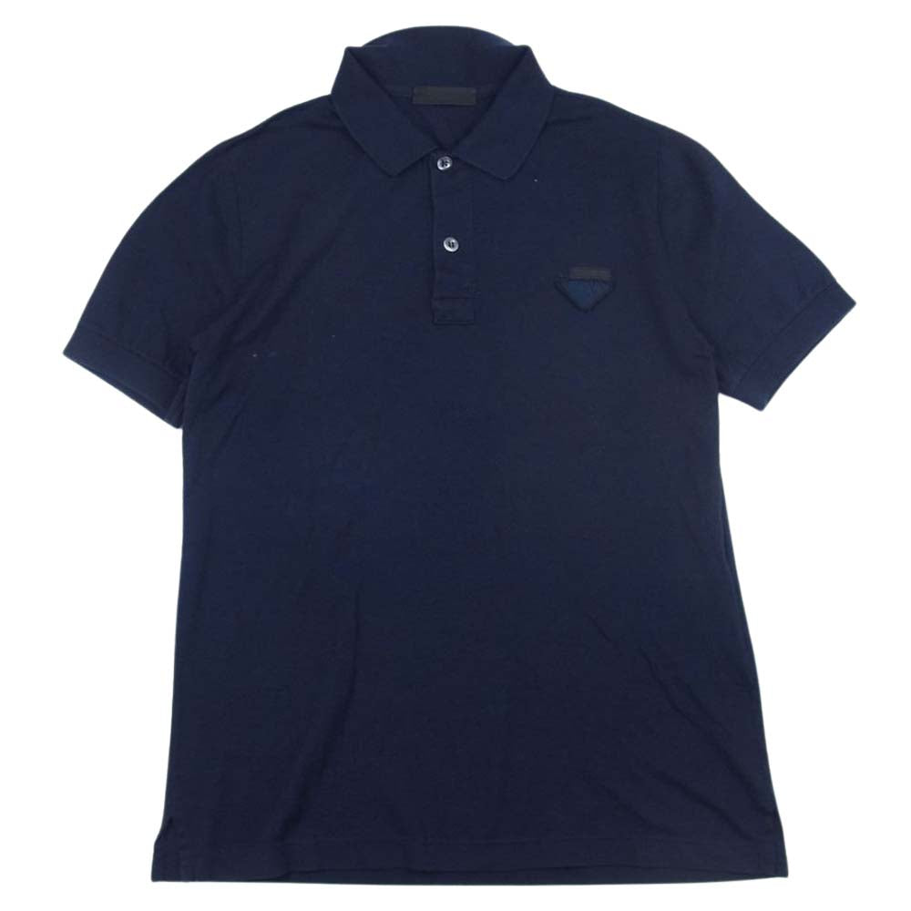 PRADA プラダ 三角ロゴワッペン ポロ シャツ ネイビー系 M【中古】