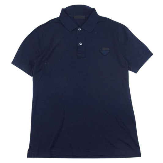 PRADA プラダ 三角ロゴワッペン ポロ シャツ ネイビー系 M【中古】