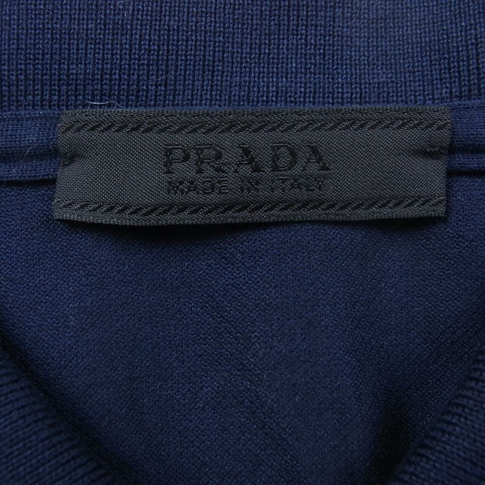 PRADA プラダ 三角ロゴワッペン ポロ シャツ ネイビー系 M【中古】