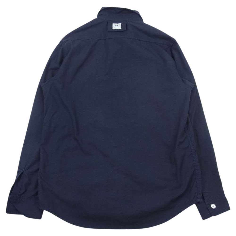 SASAFRAS ササフラス FEEL SUN HALF フィールサンハーフ アーミークロス シャツ ジャケット 猫目ボタン ネイビー系 S【中古】