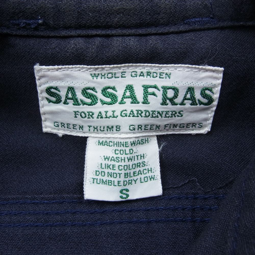 SASAFRAS ササフラス FEEL SUN HALF フィールサンハーフ アーミークロス シャツ ジャケット 猫目ボタン ネイビー系 S【中古】