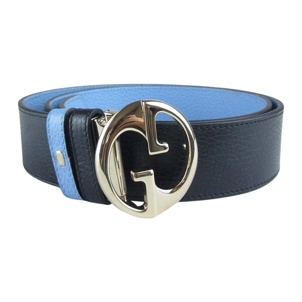 GUCCI グッチ 450000 CA02G ダブルG バイカラー レザーベルト G刻印有 アウトレット ブラック系 95・38【美品】【中古】