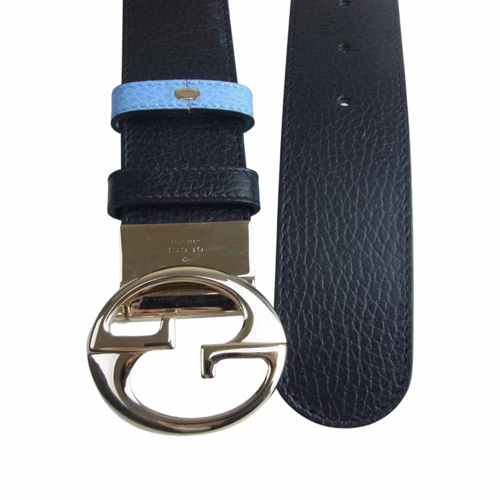 GUCCI グッチ 450000 CA02G ダブルG バイカラー レザーベルト G刻印有 アウトレット ブラック系 95・38【美品】【中古】