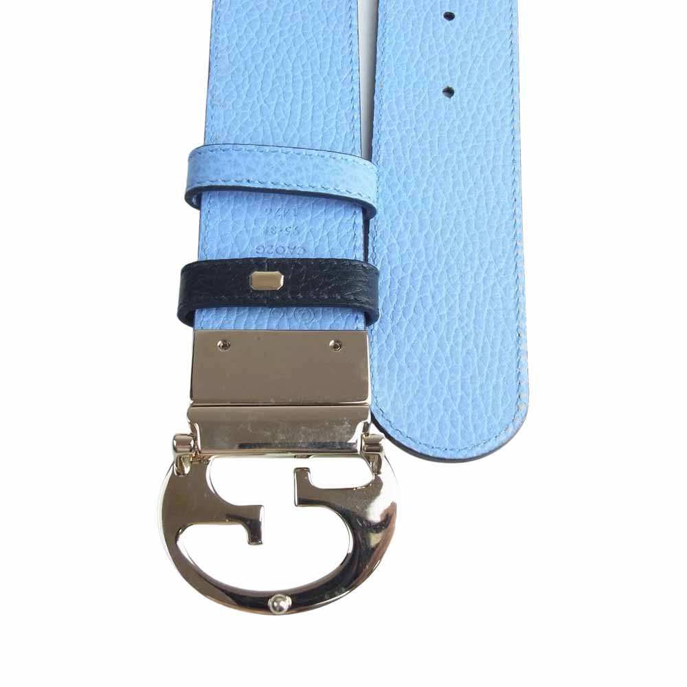 GUCCI グッチ 450000 CA02G ダブルG バイカラー レザーベルト G刻印有 アウトレット ブラック系 95・38【美品】【中古】