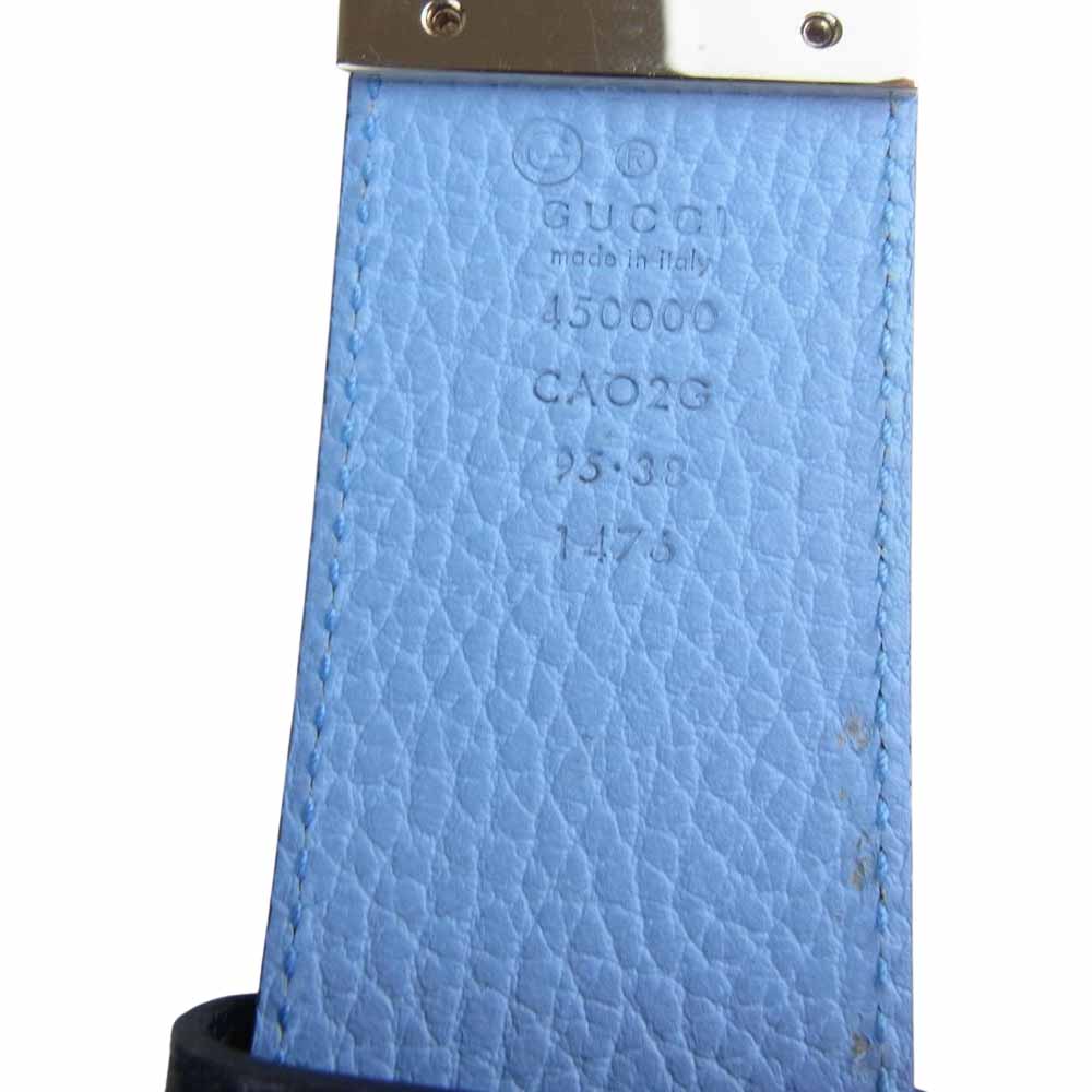 GUCCI グッチ 450000 CA02G ダブルG バイカラー レザーベルト G刻印有 アウトレット ブラック系 95・38【美品】【中古】