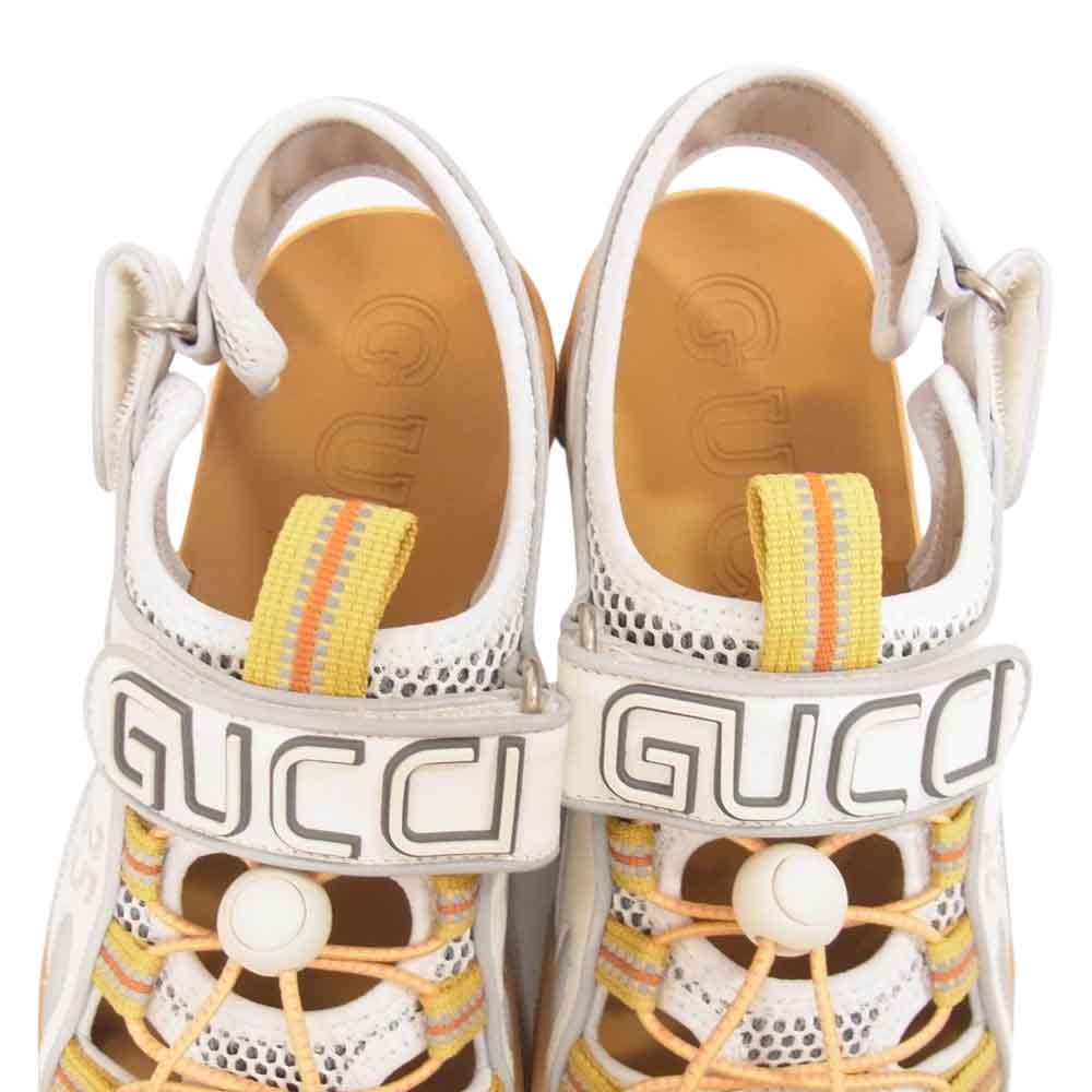 GUCCI グッチ 571557 レザー メッシュ ベルクロ サンダル ホワイト系 7 