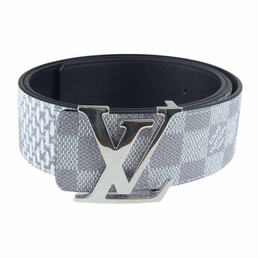 LOUIS VUITTON ルイ・ヴィトン M0342 ダミエグラフィット 3D サンチュール  LVイニシャル 40MM リバーシブル レザー ベルト アンタークティカ グレー系 90/36【中古】
