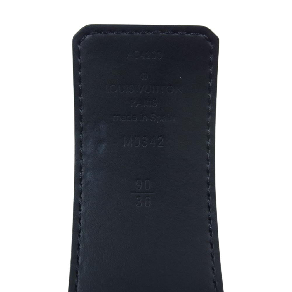 LOUIS VUITTON ルイ・ヴィトン M0342 ダミエグラフィット 3D サンチュール  LVイニシャル 40MM リバーシブル レザー ベルト アンタークティカ グレー系 90/36【中古】