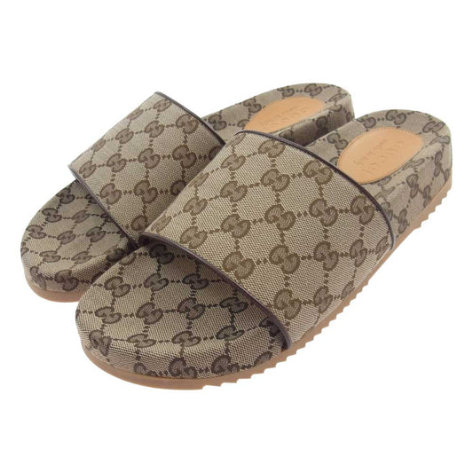 GUCCI グッチ 624695 H6320 97 GGキャンバス メンズ スライド サンダル ライトブラウン系【新古品】【未使用】【中古】