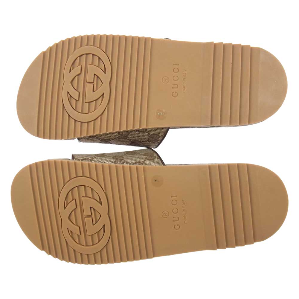 GUCCI グッチ 624695 H6320 97 GGキャンバス メンズ スライド サンダル ライトブラウン系【新古品】【未使用】【中古】
