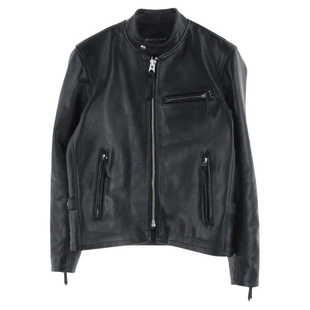 KADOYA カドヤ HF/AS-1VS HEAD FACTORY ヘッド ファクトリー スタンドカラー シングル ライダース レザー ジャケット ブラック系 XL【中古】