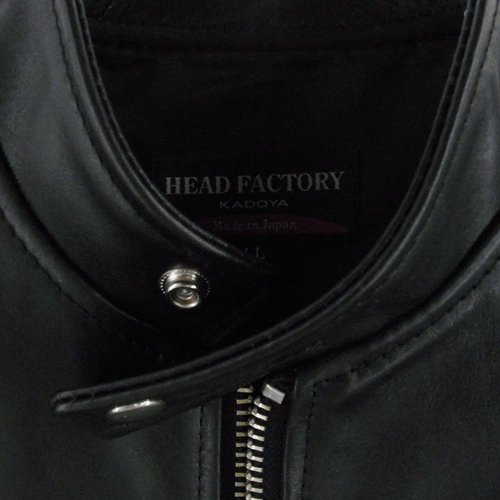 KADOYA カドヤ HF/AS-1VS HEAD FACTORY ヘッド ファクトリー スタンドカラー シングル ライダース レザー ジャケット ブラック系 XL【中古】