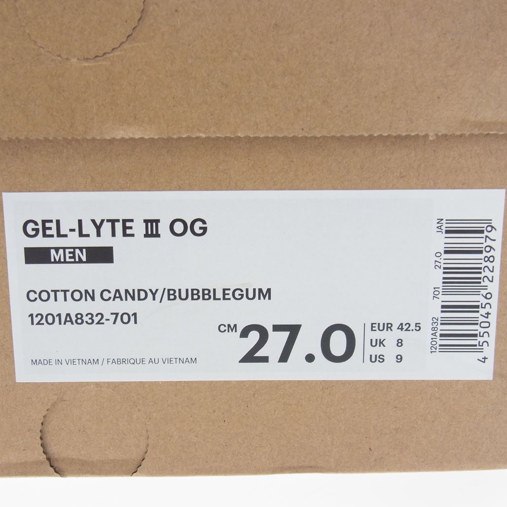 asics アシックス 1201A832-701  GEL-LYTE III OG COTTON CANDY BUBBLEGUM ゲルライト スリーオージー ローカット スニーカー マルチカラー系 27.0cm【新古品】【未使用】【中古】