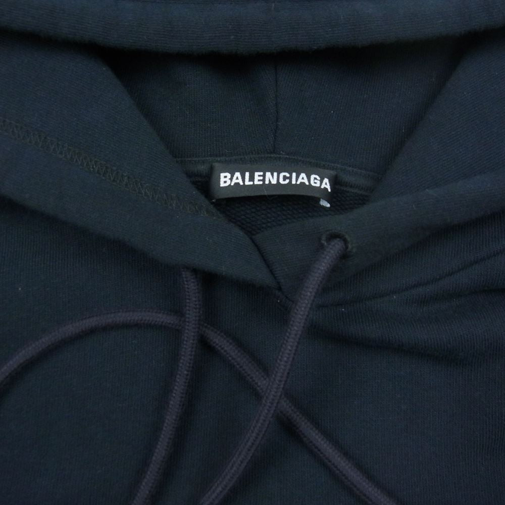 BALENCIAGA バレンシアガ 570811 TEV50 レインボー ロゴ刺繍 オーバーサイズ プルオーバー パーカー M ブラック系 M【中古】