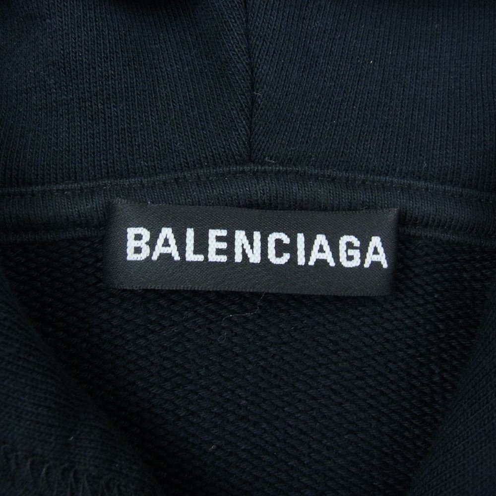 BALENCIAGA バレンシアガ 570811 TEV50 レインボー ロゴ刺繍 オーバーサイズ プルオーバー パーカー M ブラック系 M【中古】
