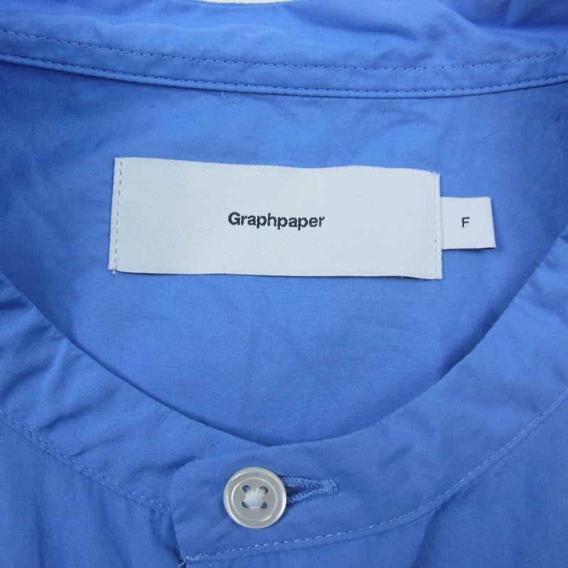 GRAPHPAPER グラフペーパー 22AW GM223-50062B Oversized Band Collar Shirt オーバーサイズ バンドカラー シャツ ブルー ブルー系 F【中古】
