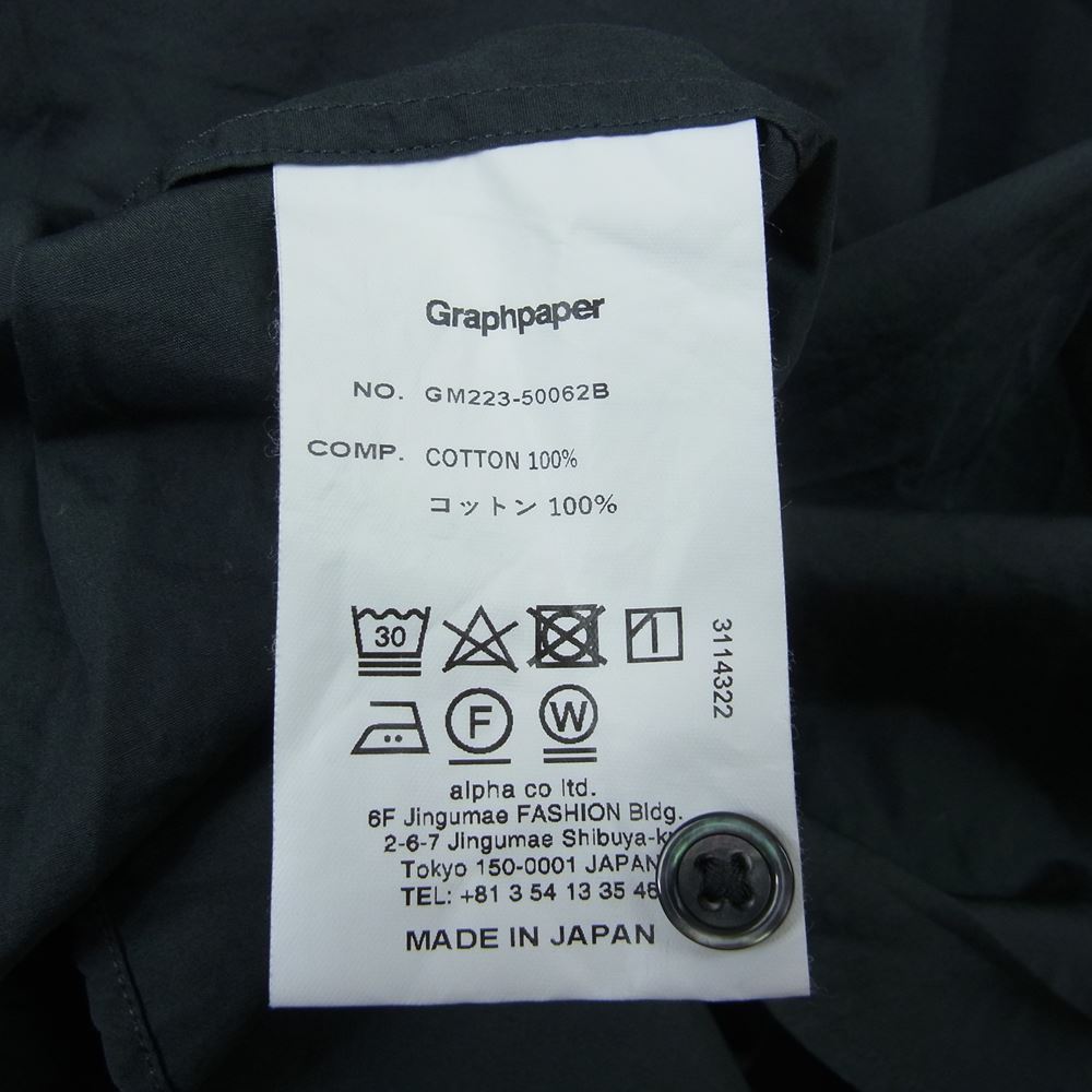 GRAPHPAPER グラフペーパー 22AW GM223-50062B Oversized Band Collar Shirt オーバーサイズ バンドカラー シャツ グレー グレー系 F【中古】