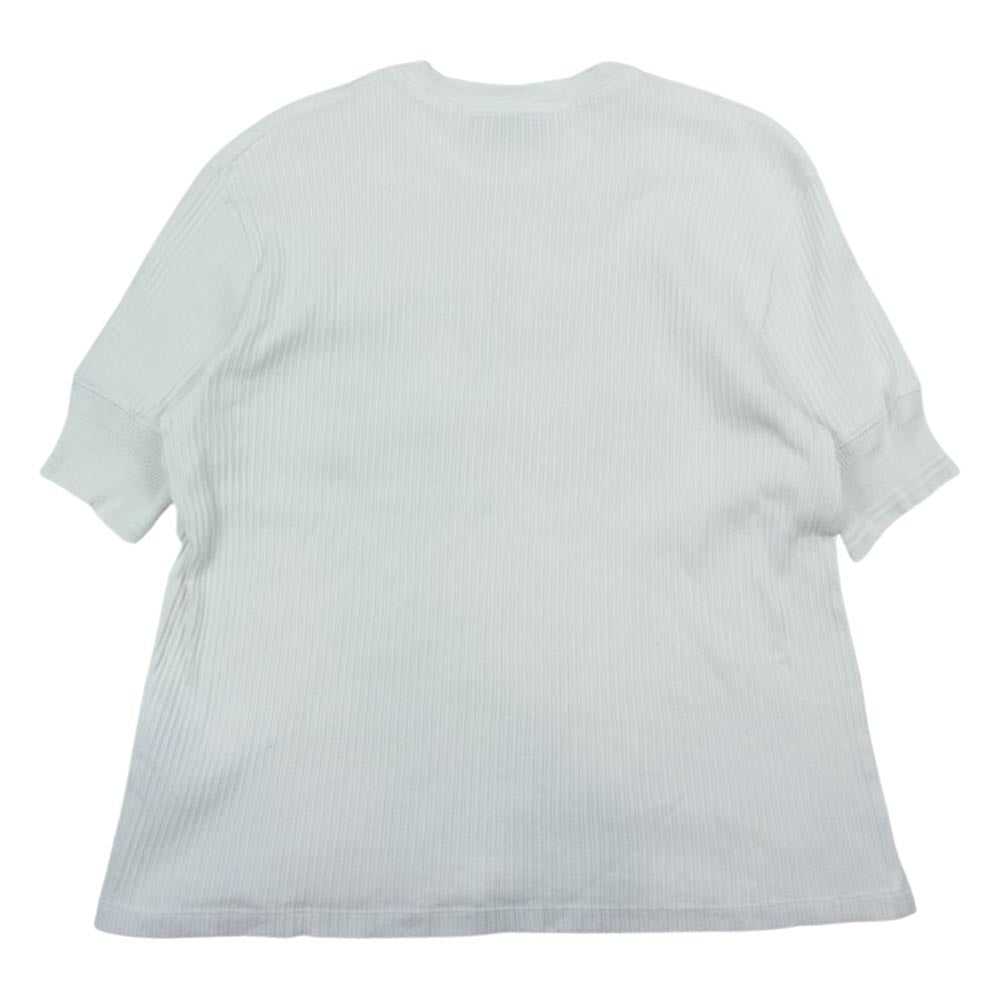 MAISON KITSUNE メゾンキツネ KWM-0700-A ロゴ プリント リブ カットソー 半袖 ホワイト系 S【中古】