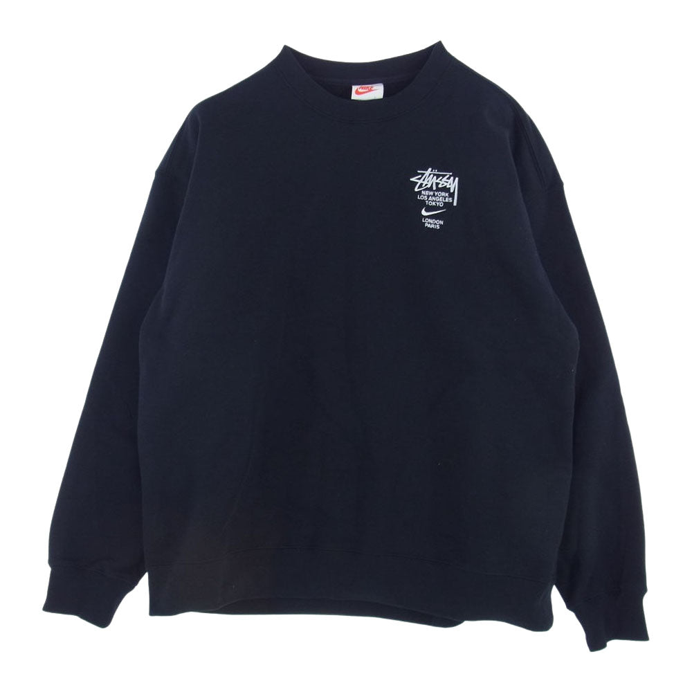 NIKE ナイキ DC4198-010 × STUSSY Fleece Crew Sweatshirt ステューシー フリース クルーネック スウェット ブラック系 L【中古】